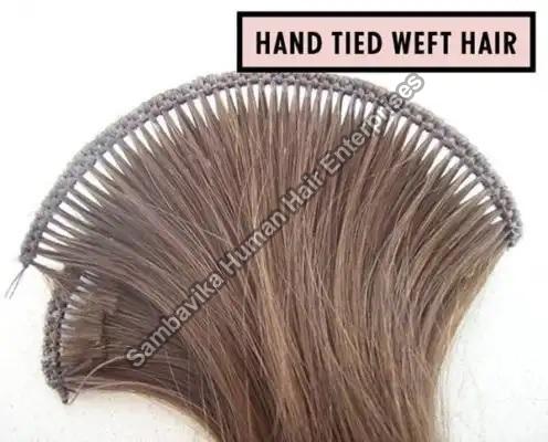 Brown Hand Tied Weft Hair, for Parlour, Personal, Style : Straight