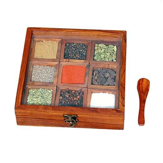 Rectangular Wooden Masala Box, for Spice, Size : Multisizes