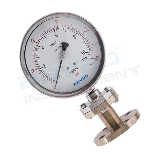 Flush Diaphragm Pressure Gauge, Dial Size : 4 inch / 100 mm