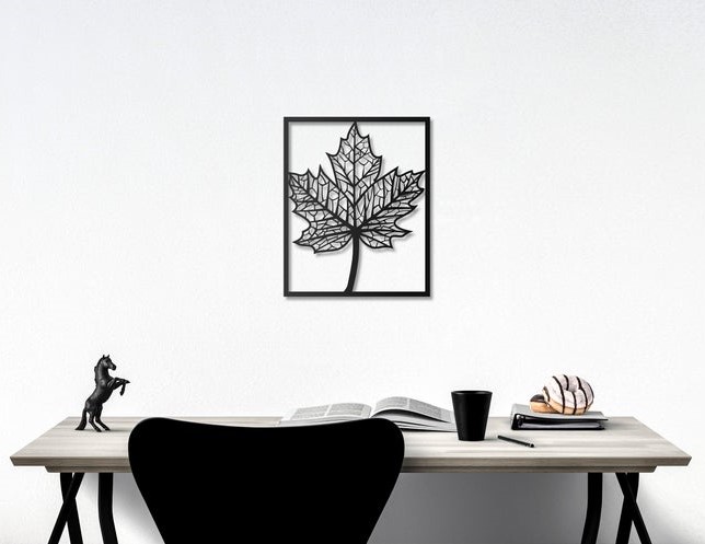 Metal Matt Finish Maple Leaf Wall Art, for Decoration, Gifting, Festival, Gift, Nursery, Hotels, Home