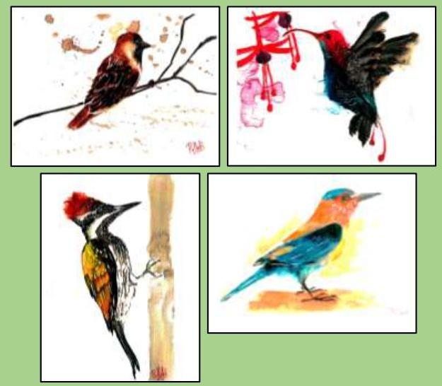 Adya Heritage Rectangle Paper Birds Greeting Cards, for Gifting, Pattern : Printed