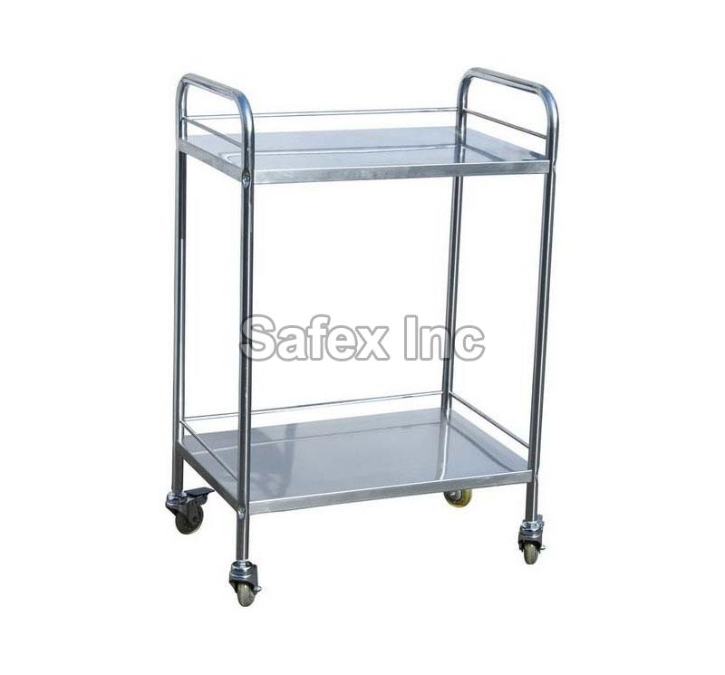 Manual Coated Metal Hospital Utility Cart, for Moving Goods, Color : Silver