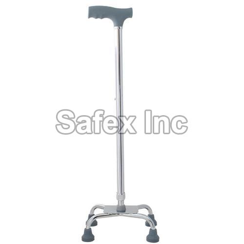 SAFEX INCs Plain Aluminum Quadripod Walking Stick, Handle Material : Rubber