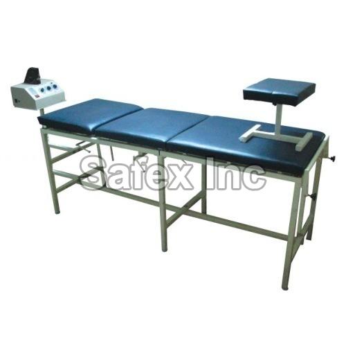 Silver Rectangular Polished Mild Steel Traction Table, For Hospital