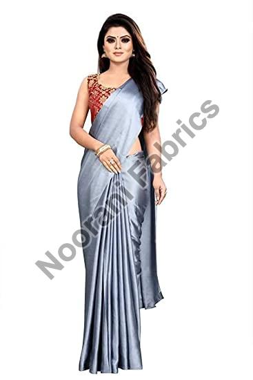 Plain Satin Silk Sarees, Feature : Dry Cleaning