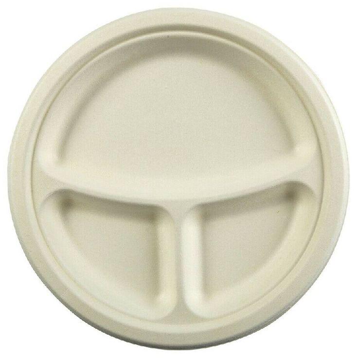 3 Compartment Sugarcane Bagasse Plate
