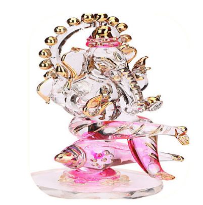 Designer Crystal Ganesha Showpiece, for Gifting, Decoration, Packaging Type : Plastic Packet, Wooden Box
