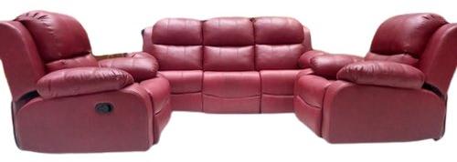 Reclining Leather Sofa Set, Color : Maroon
