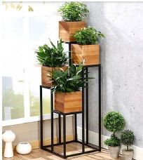 Iron Polished Square Flower Pot Stand, for Decoration, Size : 47.5 x 16 x 16 Inch