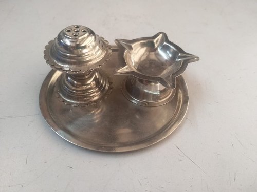 Stainless Steel Pooja Thali, Color : Silver