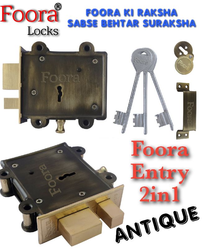 Square Foora Entry 2in1 Antique Door Lock, Color : Gold