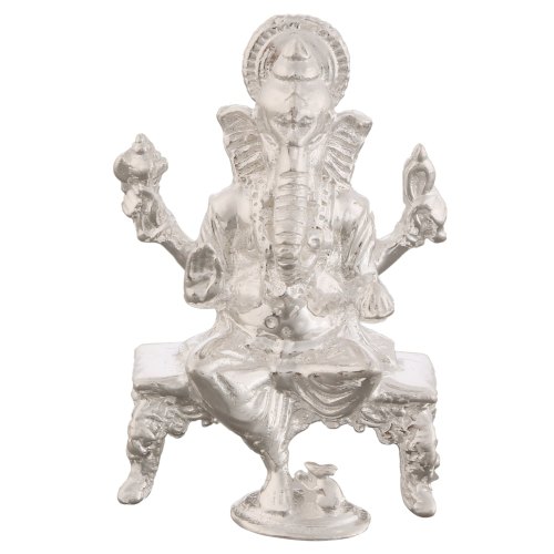 Osasbazaar Silver Lord Ganesh Idol, Dimension : Length: 2 cms, Width: 2.8 cm, Height: 4.2 cms