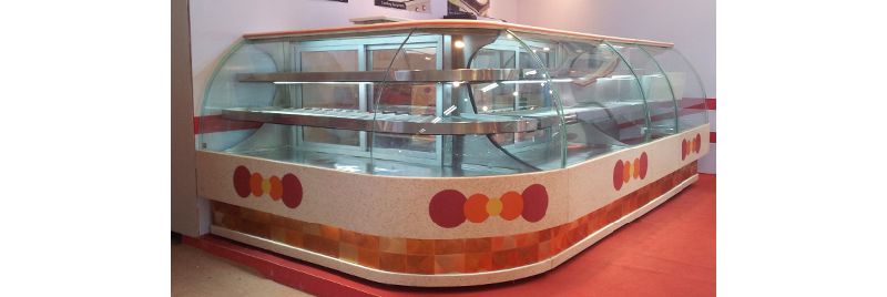 L Shaped Bend Glass Counter, Feature : Powerful efficient cooling