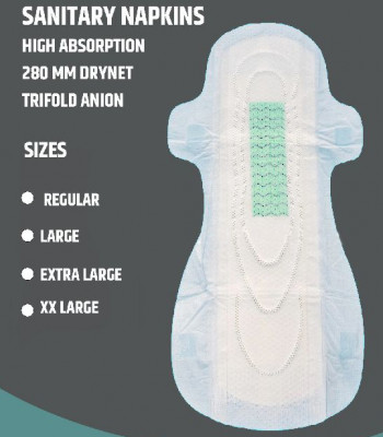 280 mm anion sanitary napkin cotten, Size : XL