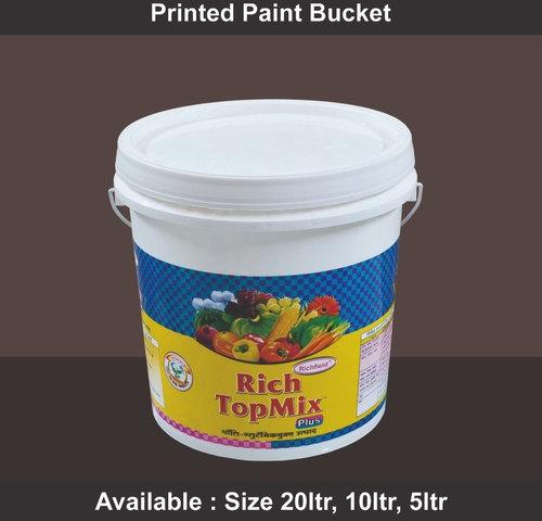 Jyoti Chemical Round Polypropylene Printed Paint Bucket, Color : White