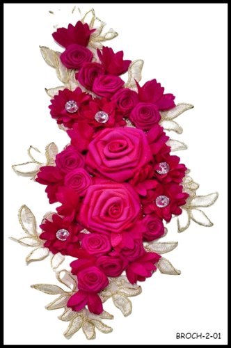 Satin Flower Brooch, Color : Dark Pink