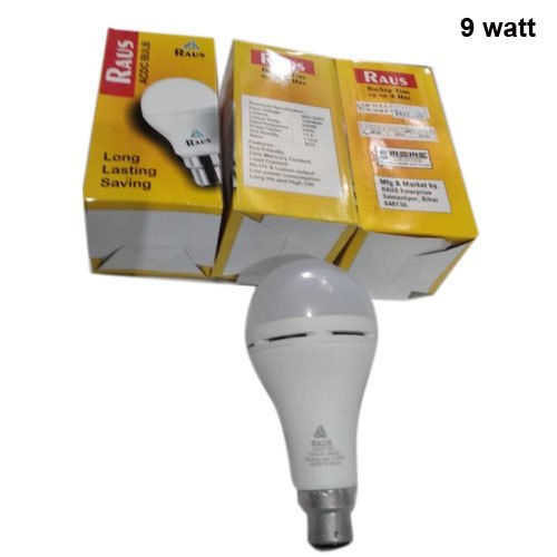 Round 9 Watt Rechargeable LED Bulb, Lighting Color : Cool White