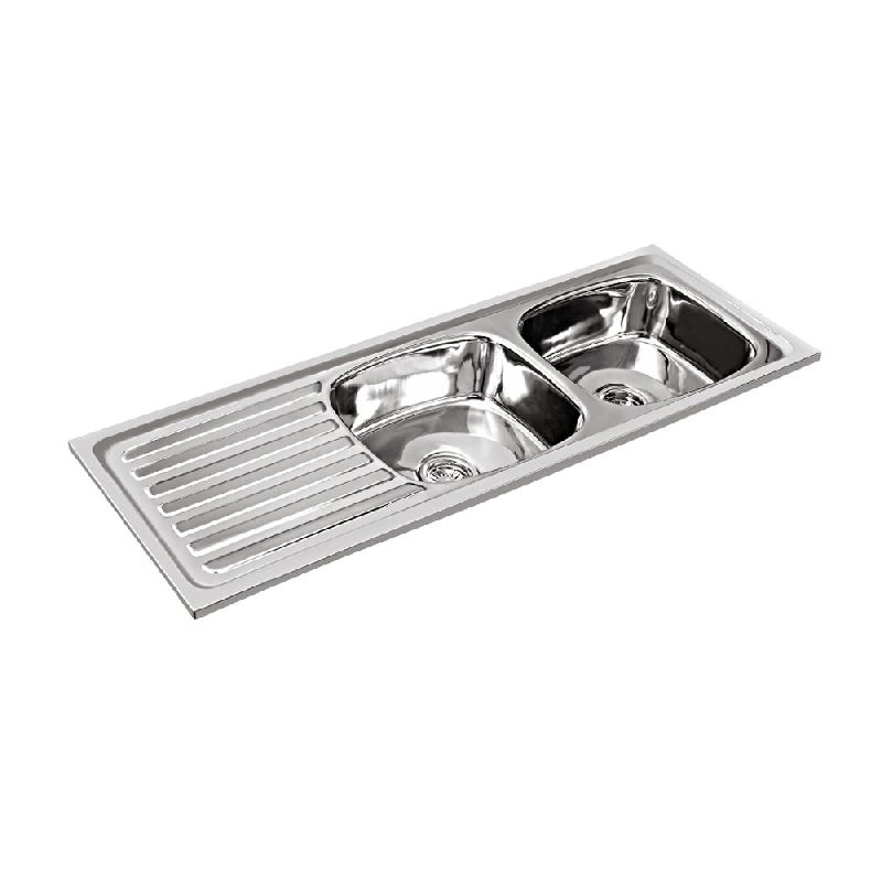 Indox Double Bowl Kitchen Sink With Drain Board