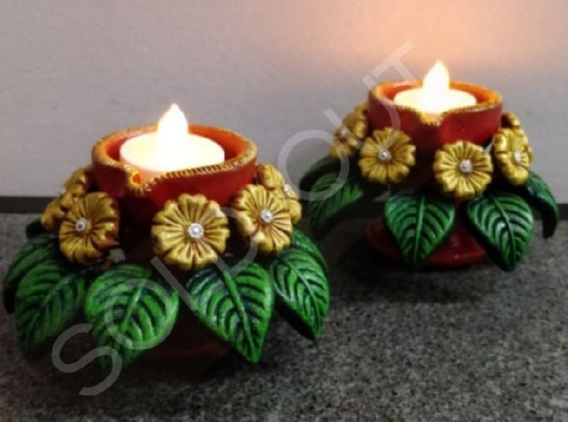 Polished Terracotta Kamal Diya, for Decoration, Feature : Attractive Look, Durable, Scratch Resistance