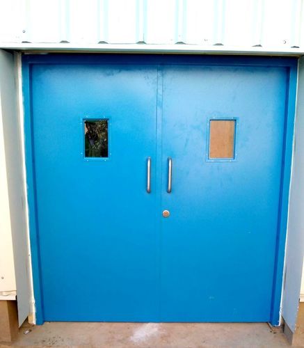 Pyran Hinged Powder Coating Industrial Steel Door, Color : Blue