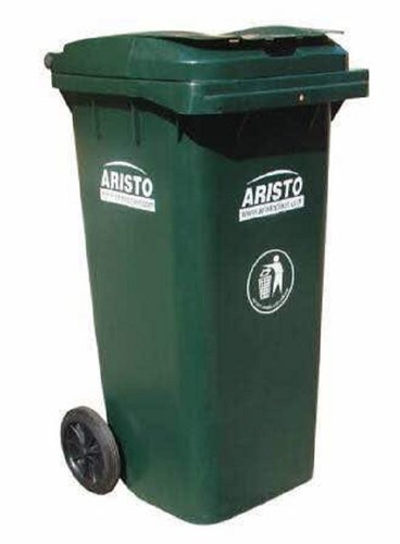 Aristo Plastic Two Wheels Dustbin, Color : Green