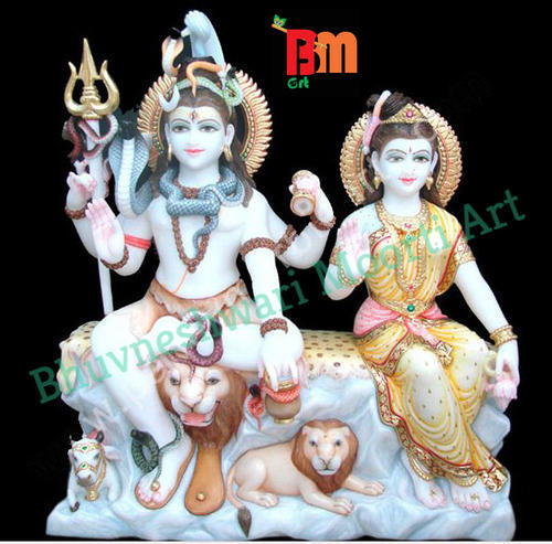 BM Art Marble Shiv Parvati Statue, Technique : Handmade