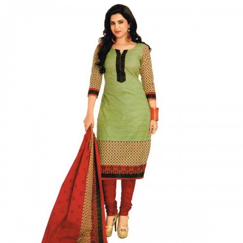 Printed Cotton Customized Designer Churidar Suit, Feature : Impeccable Finish, Easily Washable, Comfortable