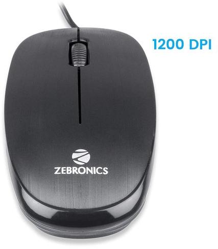 ZEBRONIC Plastic Wired Mouse, Color : Black