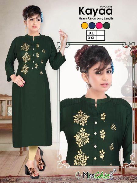 Casual Wear 3/4th Sleeve new rayon aline side pocket kurti at Rs 280 in  Surat