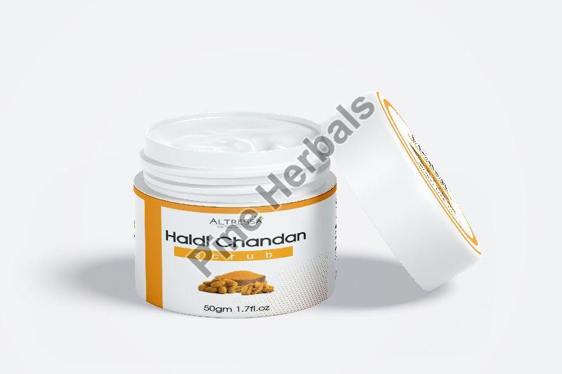 Altressa Haldi Chandan Face Scrub, for Personal, Form : Cream