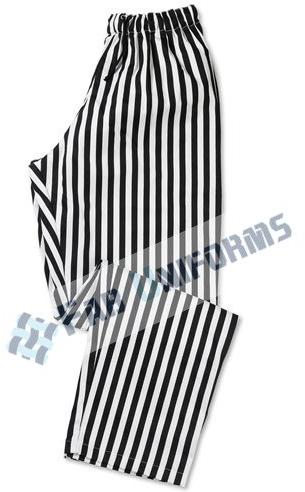 Fab Uniforms Satin Twill Chef Trouser, Pattern : Striped, Color : White Black