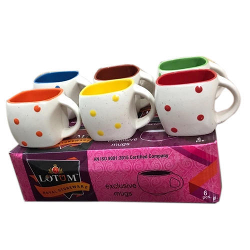 Lotum Dot Printed Ceramic Tea Cup, Color : Multi