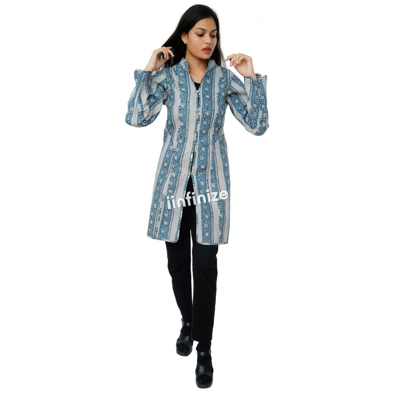 Iinfinize Cotton Quilted Long Jacket, Size : M, XL, XXL