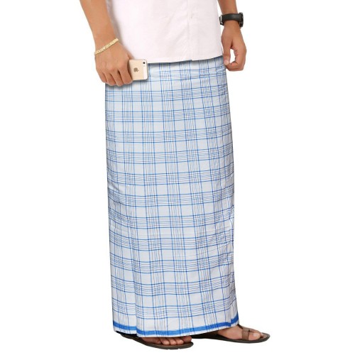 Cotton Sarong Checkered Lungi Size 90x45 Inch 225 Metre Color White Blue At Rs 399