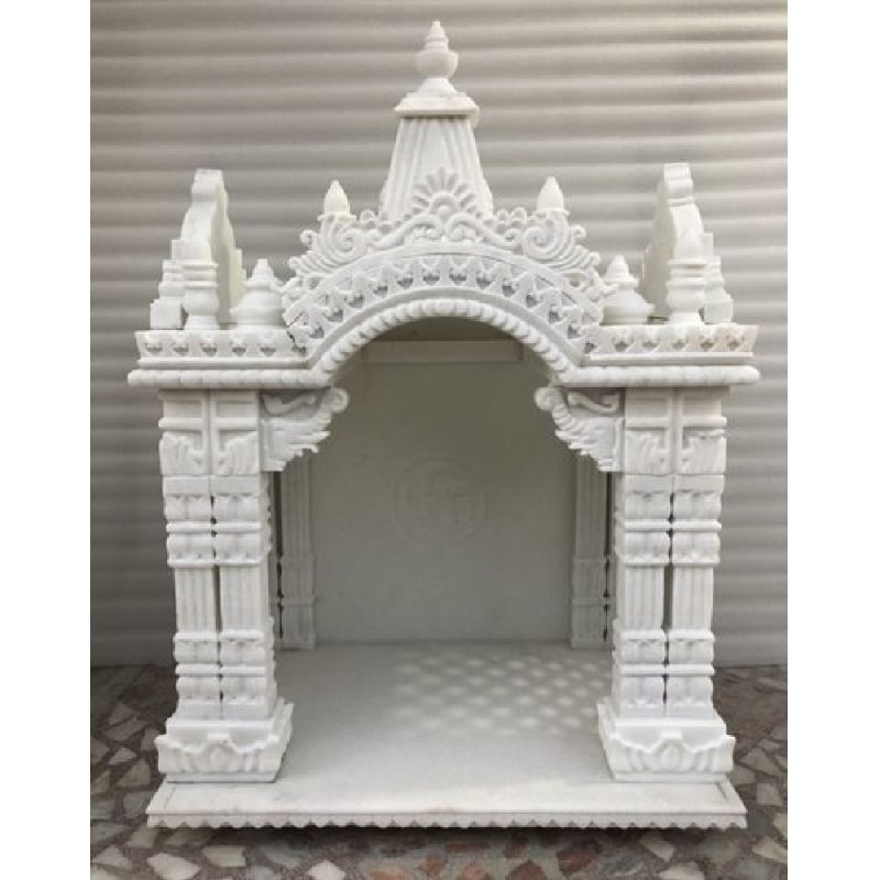 White marble hand carved pooja temple, for Home, Office, Feature : Attractive Design, Dust Resistance