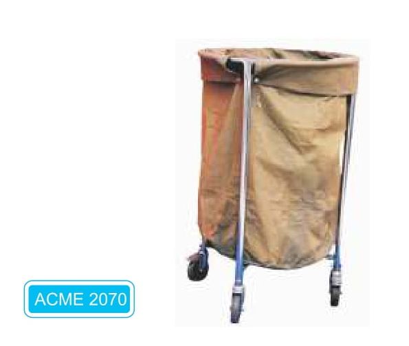 Soiled Linen Trolley with Canvas Bag, Shape : Round