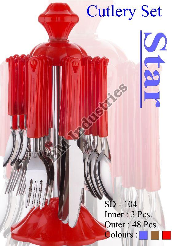 Polished Plain Stainless Steel SD-104 Star Cutlery Set, Color : Blue, Red, Brown