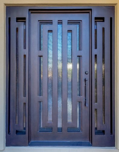 Polished Designer Metal Door, Color : Black
