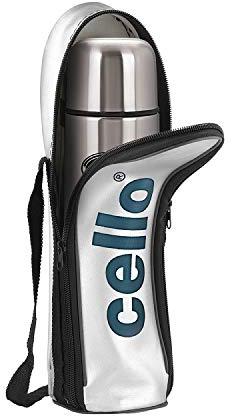 Cello Water Bottle, Stainless Steel, Flip Style, 500ml, Silver