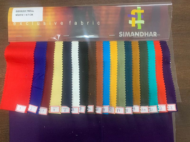 Simandhar Broken Twill Shirting Fabric, for Garments, Pattern : Plain
