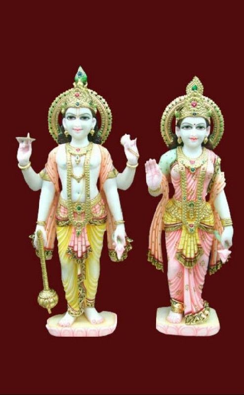 20kg Printed Marble Vishnu Laxmi Statue, For Temple, Office, Home, Thermocol Box, Size In Feet : 3x2 Feet