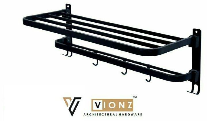 Rectangular Polished Stainless Steel Double Layer Folding Rack, For Bathroom Accessories, Size : 24 Inch