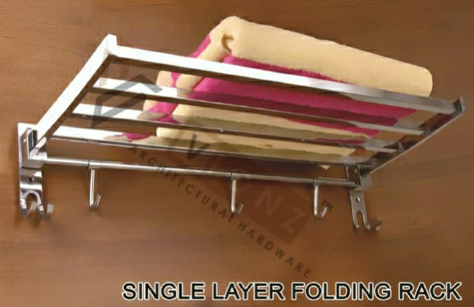 Silver Rectangular Single Layer Folding Rack Squaer, For Bathroom Accessories, Size : 24 Inch