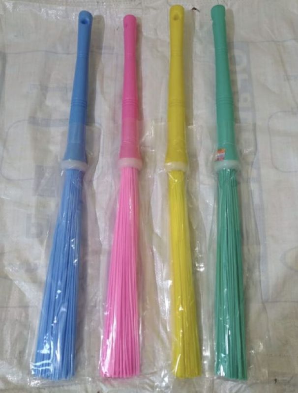 PVC Long Handle Plastic Broom, for Cleaning, Color : Multi-colored