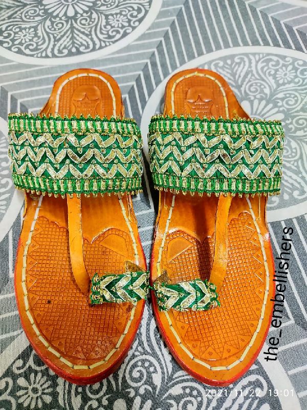 Decorated Kolhapuri Slippers, Gender : Female, Feature : Attractive ...