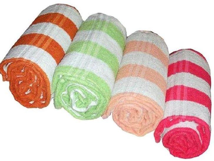 Rectangle Cotton Striped Bath Towel, for Bathroom, Size : Multisizes