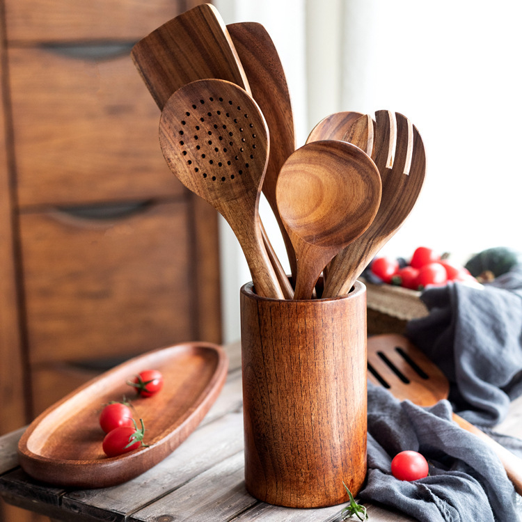 CNC Polished Acacia Wooden Spoon Set, Length : 5Inch, 6Inch, 7Inch, 8Inch, 9inch