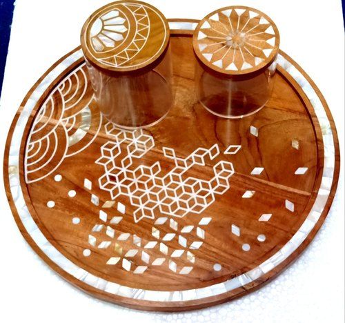 Mother Of Pearl and Wooden Serving Tray