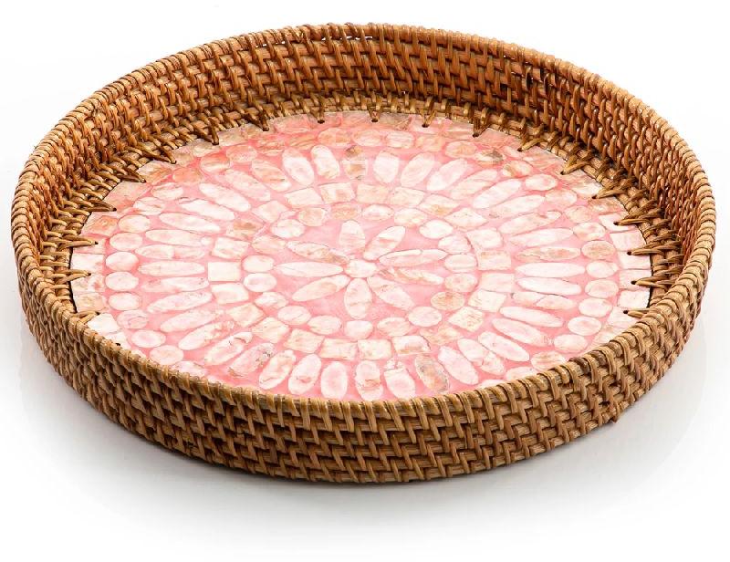 Mother of Pearl Inlay Round Tray, Feature : Durable, Eco-friendly, High Quality