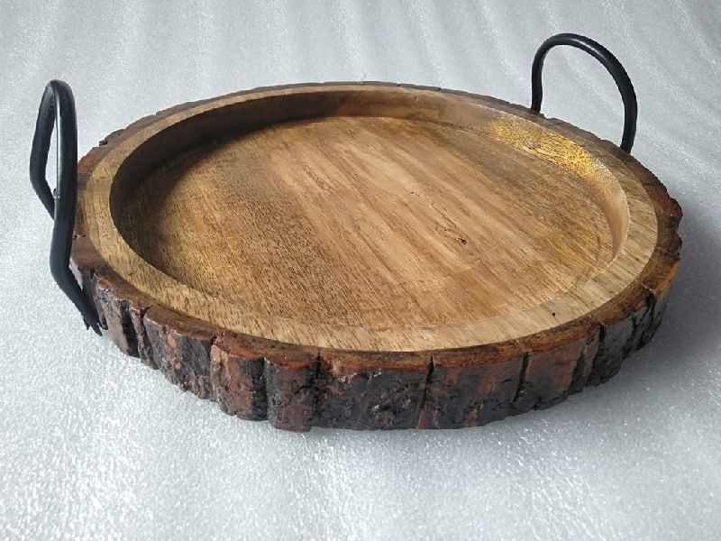 CNC Wooden Bark Platter, Size : Standard